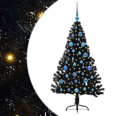 vidaXL Artificial Pre-lit Christmas Tree Black 150 cm PVC 2