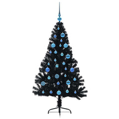 vidaXL Artificial Pre-lit Christmas Tree Black 150 cm PVC 4