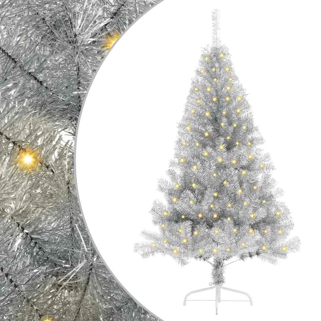 Artificial Pre-lit Christmas Tree PET 120 cm Silver without baubles