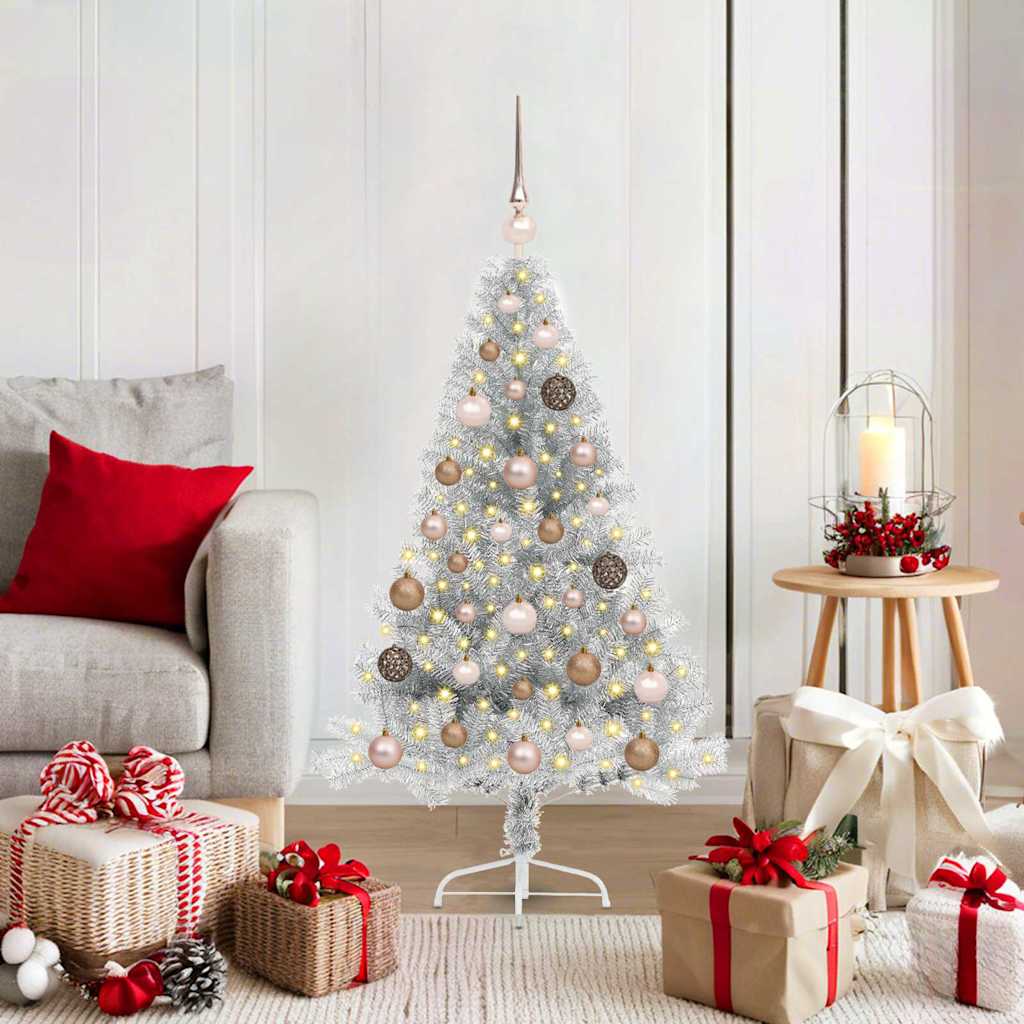 vidaXL Artificial Pre-lit Christmas Tree PET 120 cm Silver