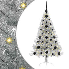 vidaXL Artificial Pre-lit Christmas Tree Silver 120 cm PET 2