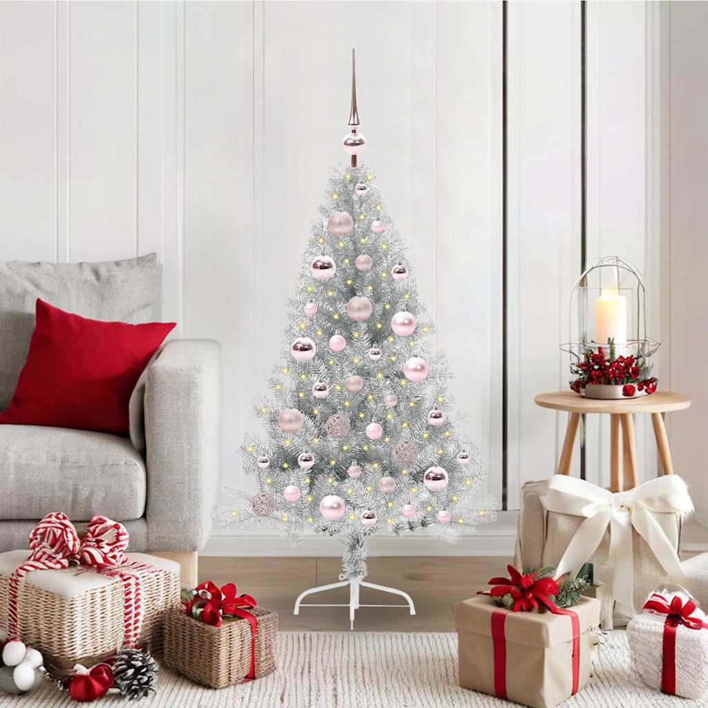 vidaXL Artificial Pre-lit Christmas Tree Silver 120 cm PET 1