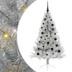 vidaXL Artificial Pre-lit Christmas Tree Silver 150 cm PET 2