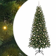 vidaXL Artificial Christmas Tree with 300 LEDs Green 240 cm PE and PVC 2