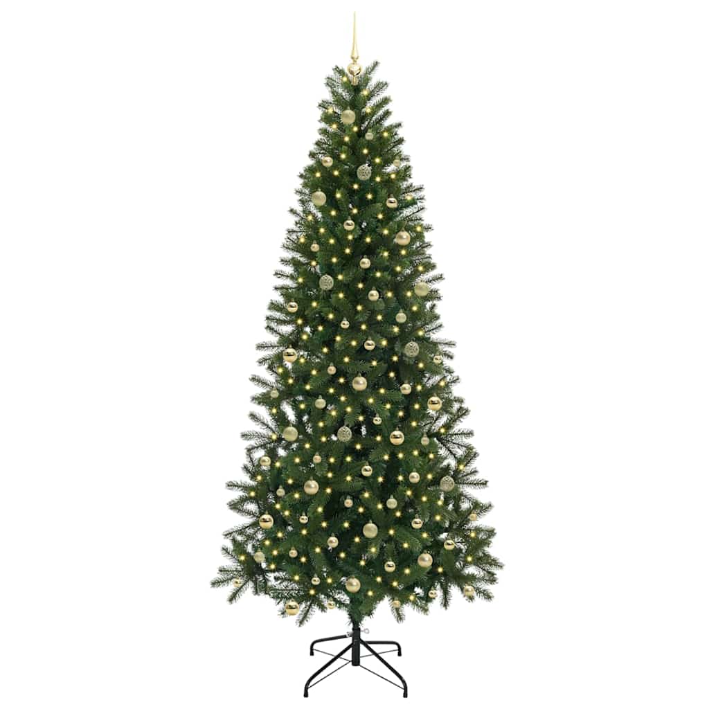 vidaXL Artificial Christmas Tree with 300 LEDs Green 240 cm PE and PVC 3