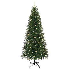vidaXL Artificial Christmas Tree with 300 LEDs Green 240 cm PE and PVC 4