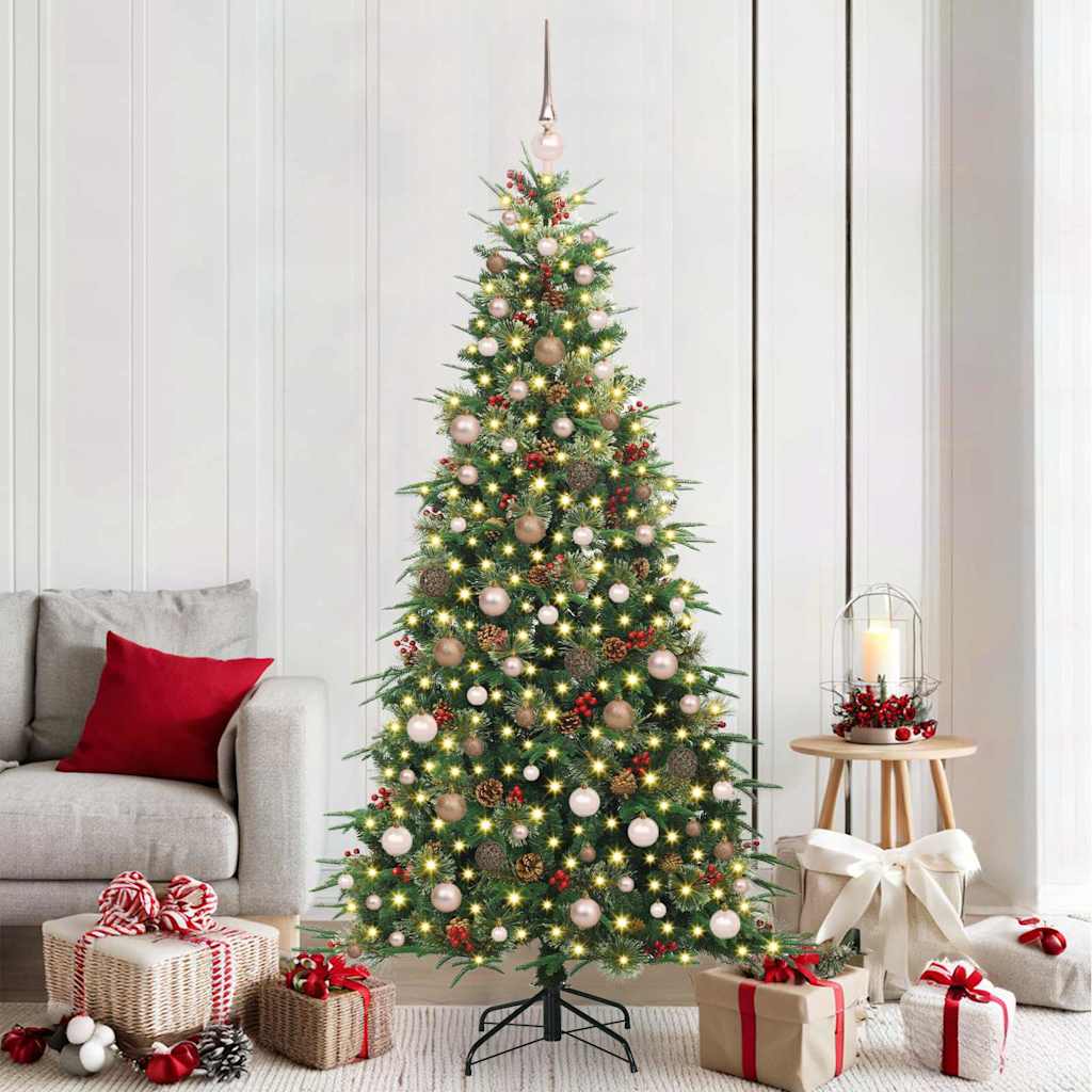 vidaXL Artificial Hinged Christmas Tree Green 210 cm PE and PVC 1