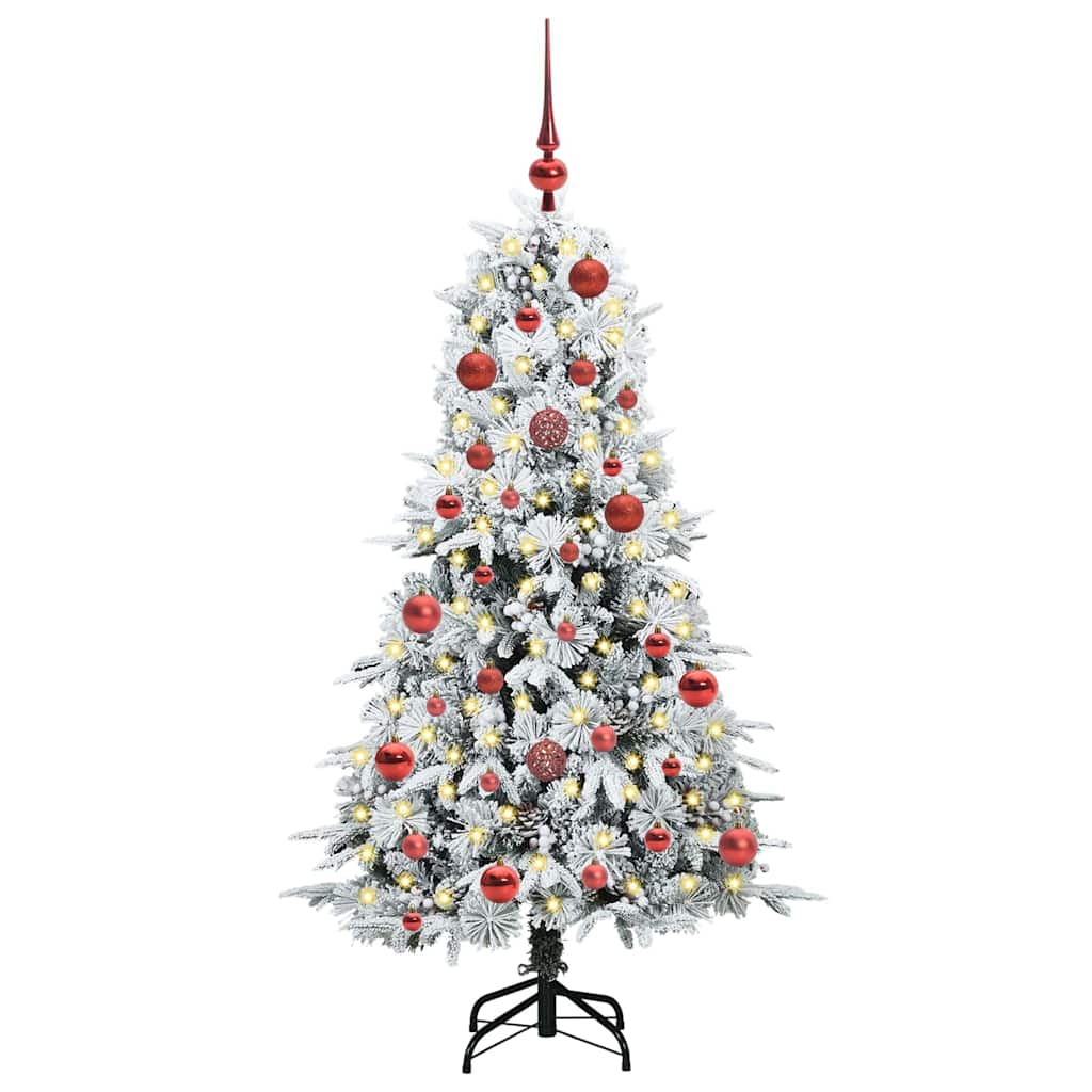 vidaXL Artificial Hinged Christmas Tree White 150 cm PE and PVC 3