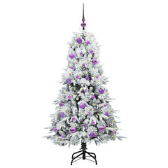 vidaXL Artificial Hinged Christmas Tree White 150 cm PE and PVC 3
