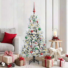 vidaXL Artificial Hinged Christmas Tree White PE and PVC Green and White 150 cm