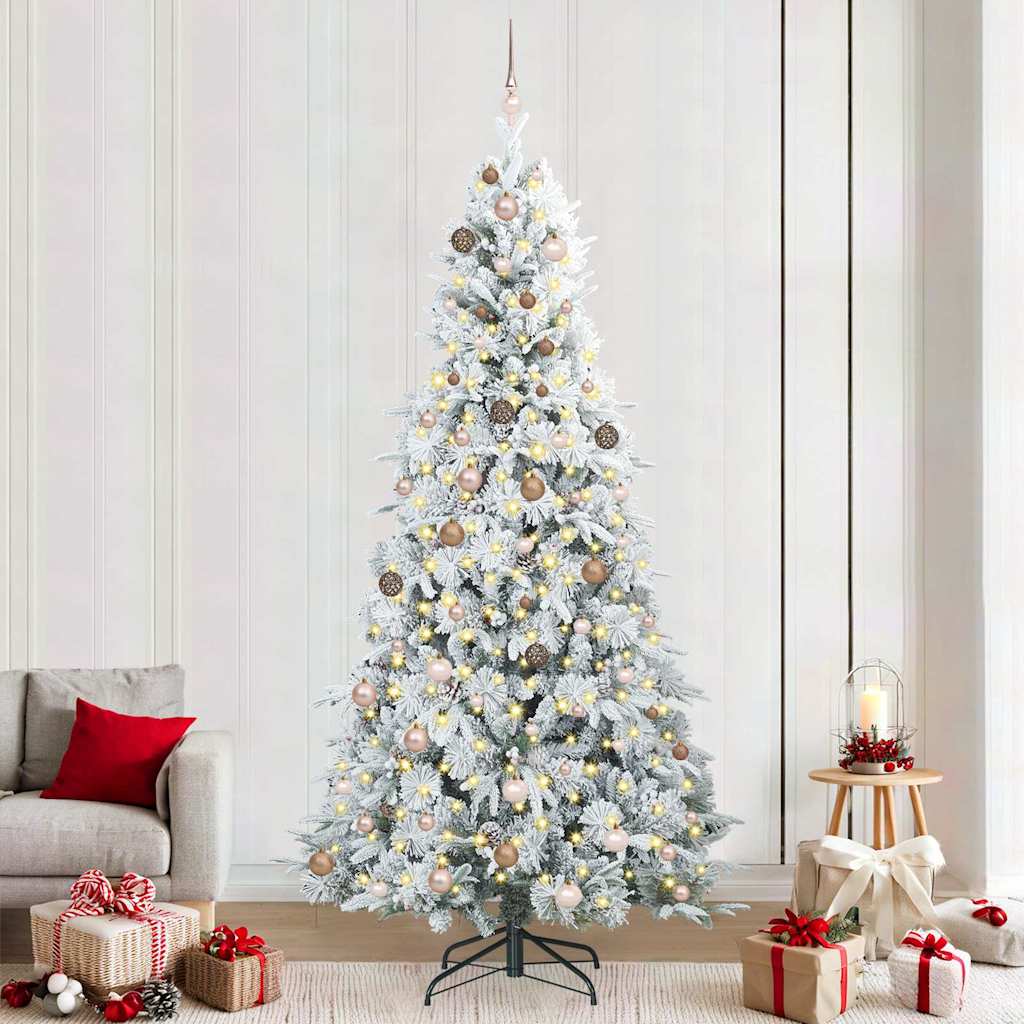 vidaXL Artificial Hinged Christmas Tree White 240 cm PE and PVC 1