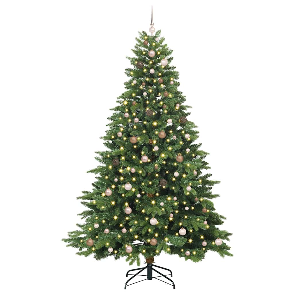 vidaXL Artificial Christmas Tree with 300 LEDs Green 240 cm PE and PVC 3