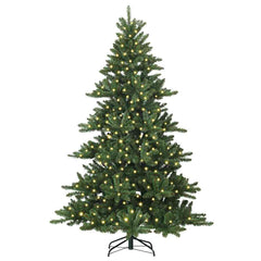 Artificial Hinged Christmas Tree PVC and Steel Green 210 cm with LEDs