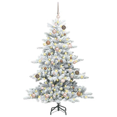 vidaXL Artificial Hinged Christmas Tree White 150 cm PVC and Steel 3