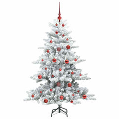 vidaXL Artificial Hinged Christmas Tree White 150 cm PVC and Steel 4