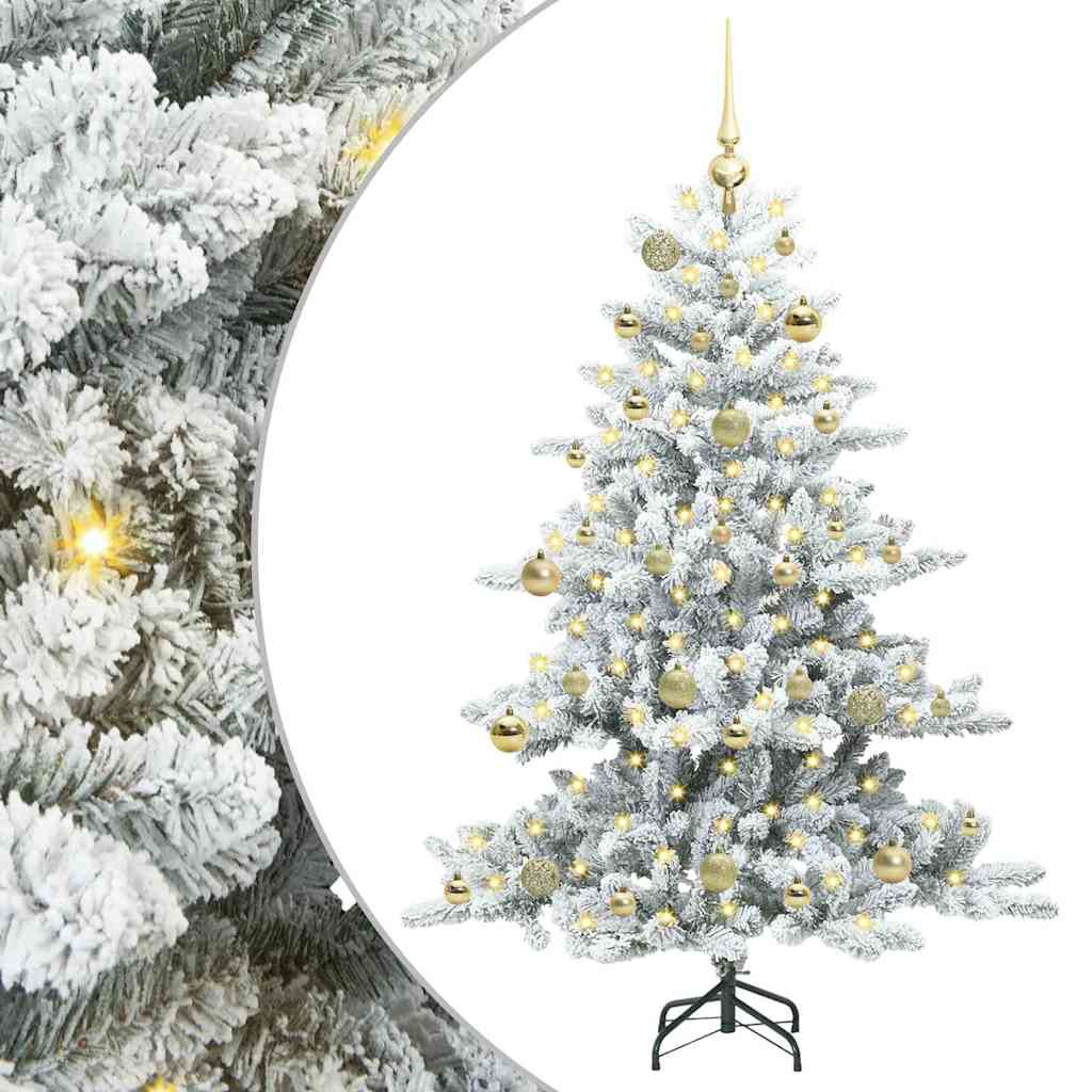 vidaXL Artificial Hinged Christmas Tree White 150 cm PVC and Steel 2