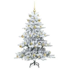 vidaXL Artificial Hinged Christmas Tree White 150 cm PVC and Steel 4
