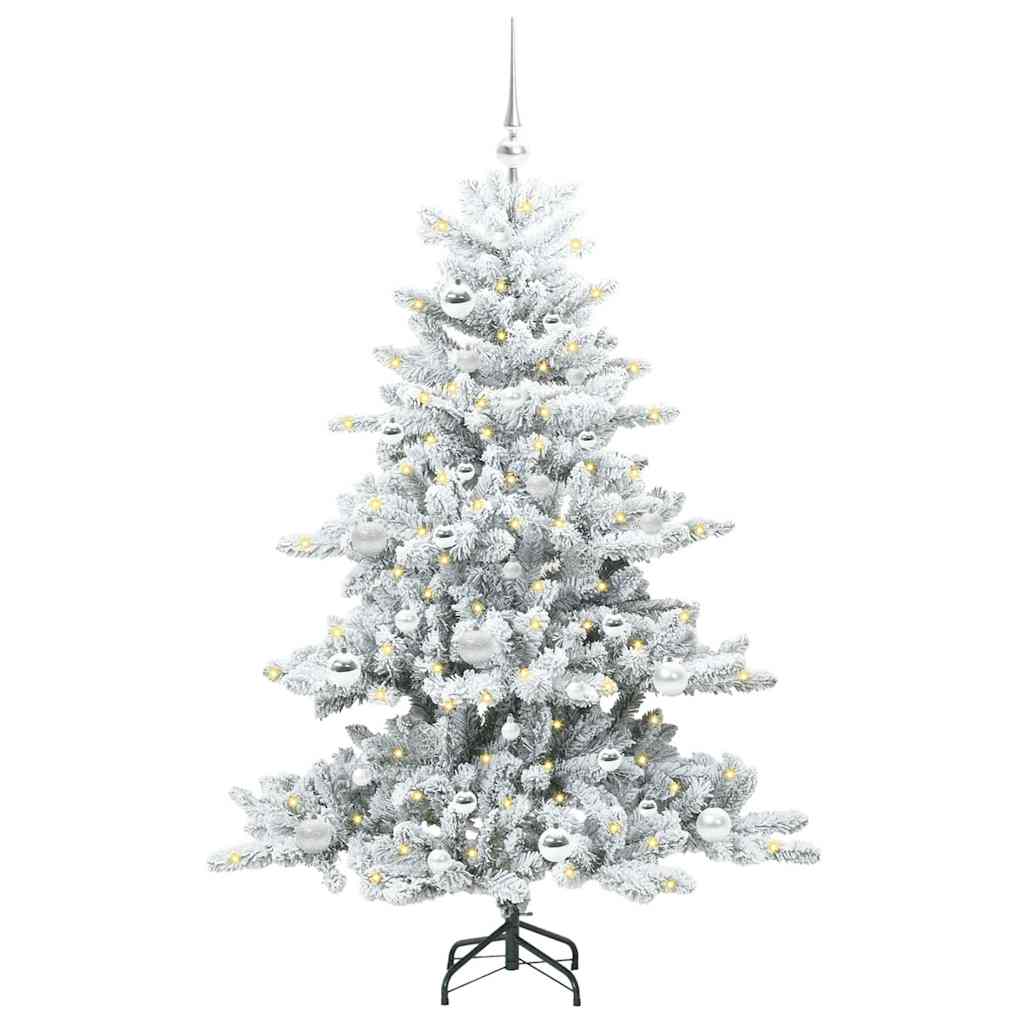 vidaXL Artificial Hinged Christmas Tree White 150 cm PVC and Steel 3
