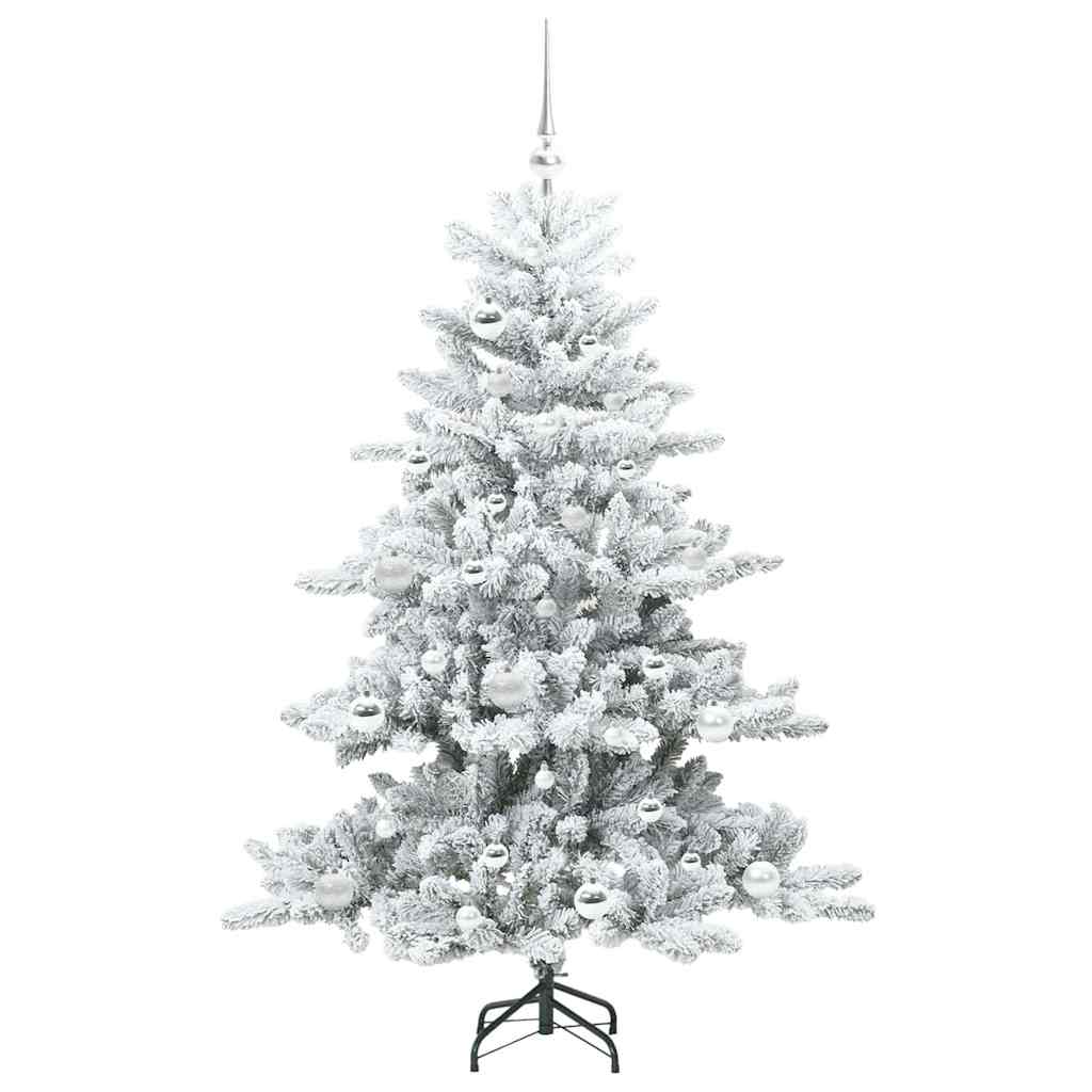 vidaXL Artificial Hinged Christmas Tree White 150 cm PVC and Steel 4