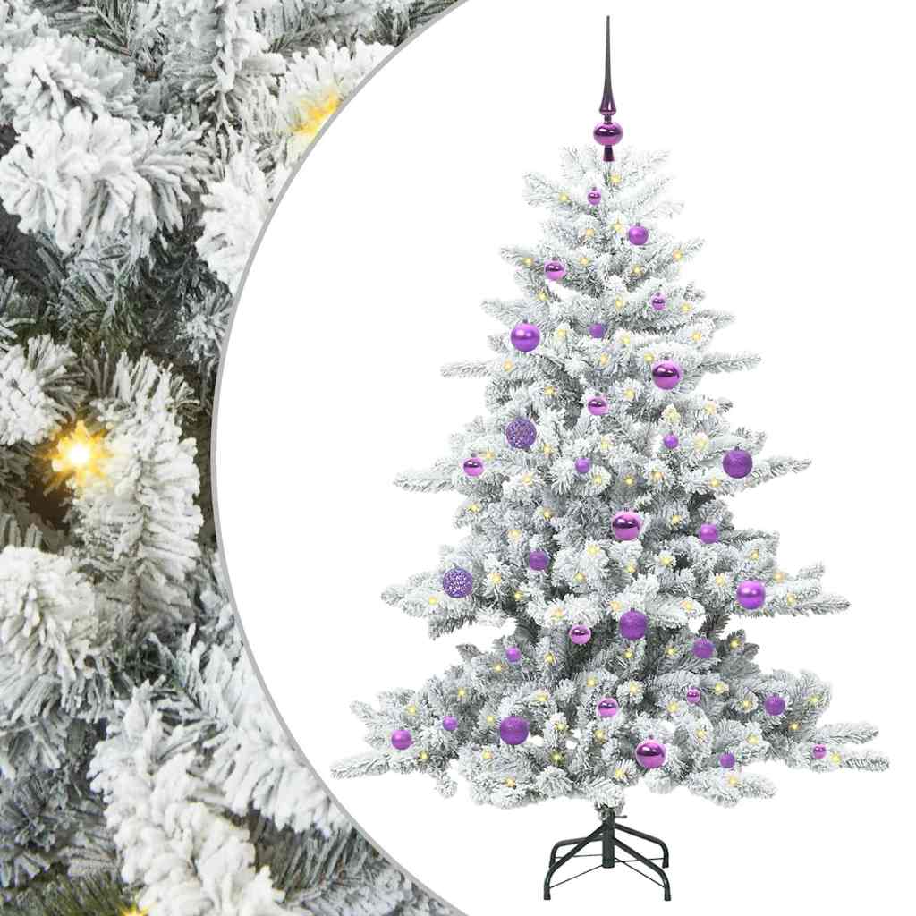 vidaXL Artificial Hinged Christmas Tree White 150 cm PVC and Steel 2