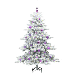 vidaXL Artificial Hinged Christmas Tree White 150 cm PVC and Steel 3