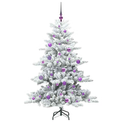 vidaXL Artificial Hinged Christmas Tree White 150 cm PVC and Steel 4