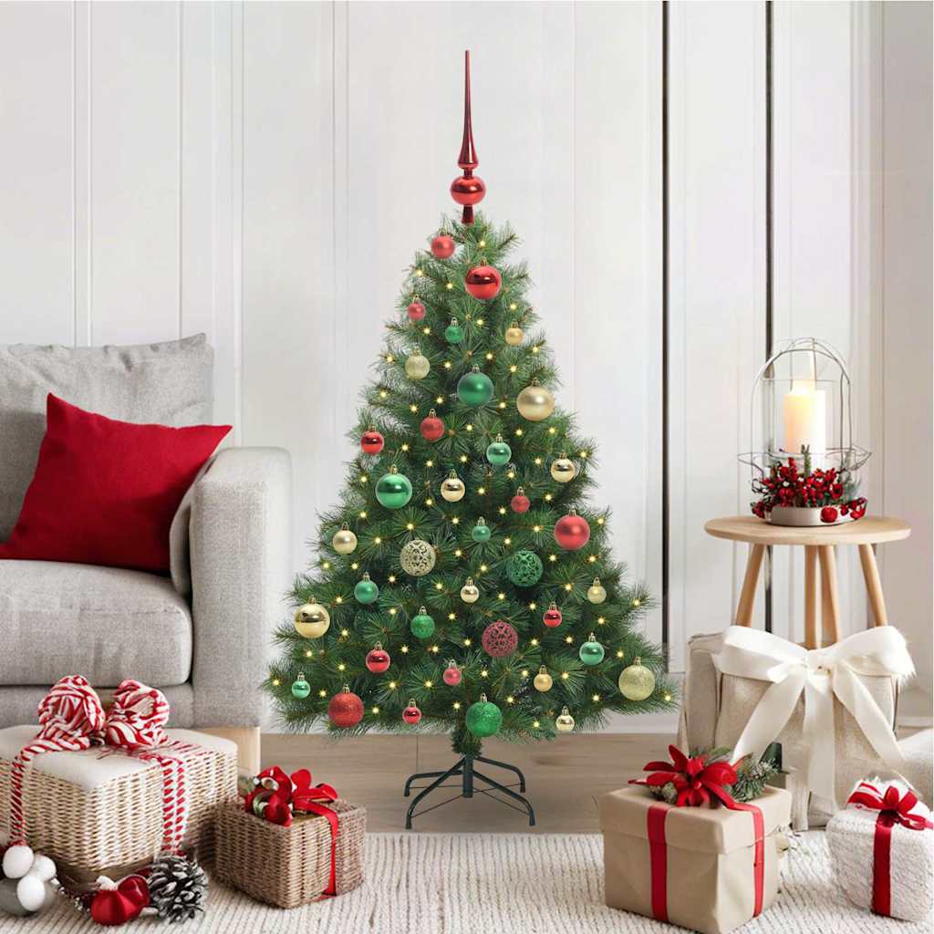 Artificial Christmas Tree PE and PVC Green 120 cm with LEDs &multicolour balls
