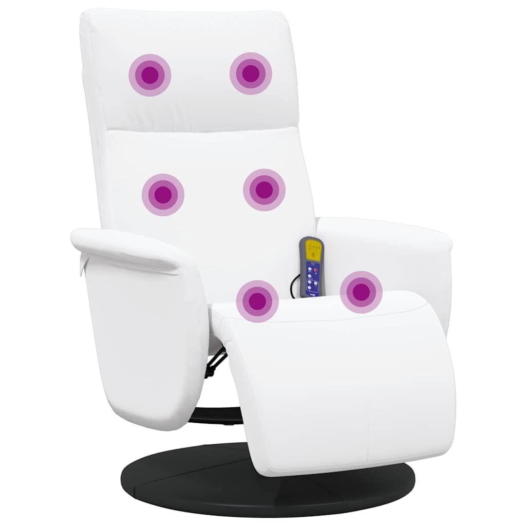vidaXL Massage Recliner Chair White 71 x 90 x 105 cm Faux Leather 2