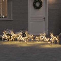vidaXL Christmas Reindeer with sleigh 60 LEDs Warm White