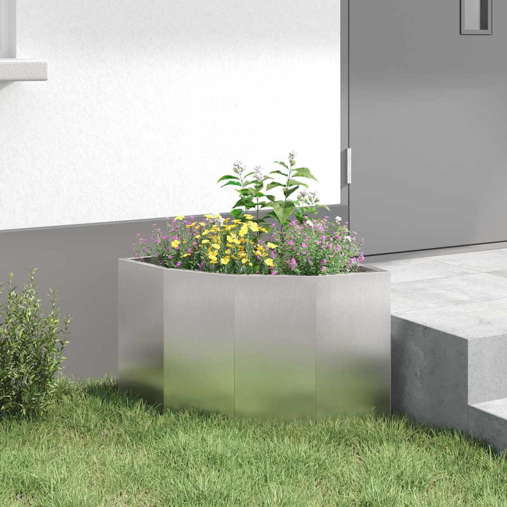 vidaXL Corner Planter Silver 45 x 45 x 35 cm Stainless steel 4
