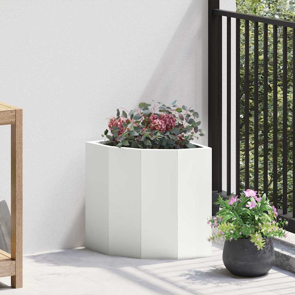 vidaXL Corner Planter White 30 x 30 x 35 cm Steel 1