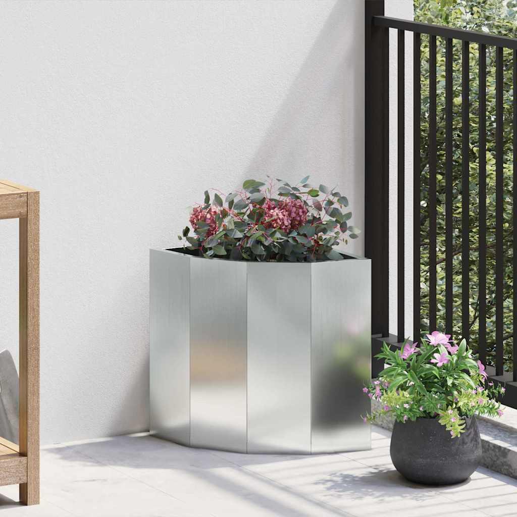 vidaXL Corner Planter Silver 30 x 30 x 35 cm Galvanised steel 1