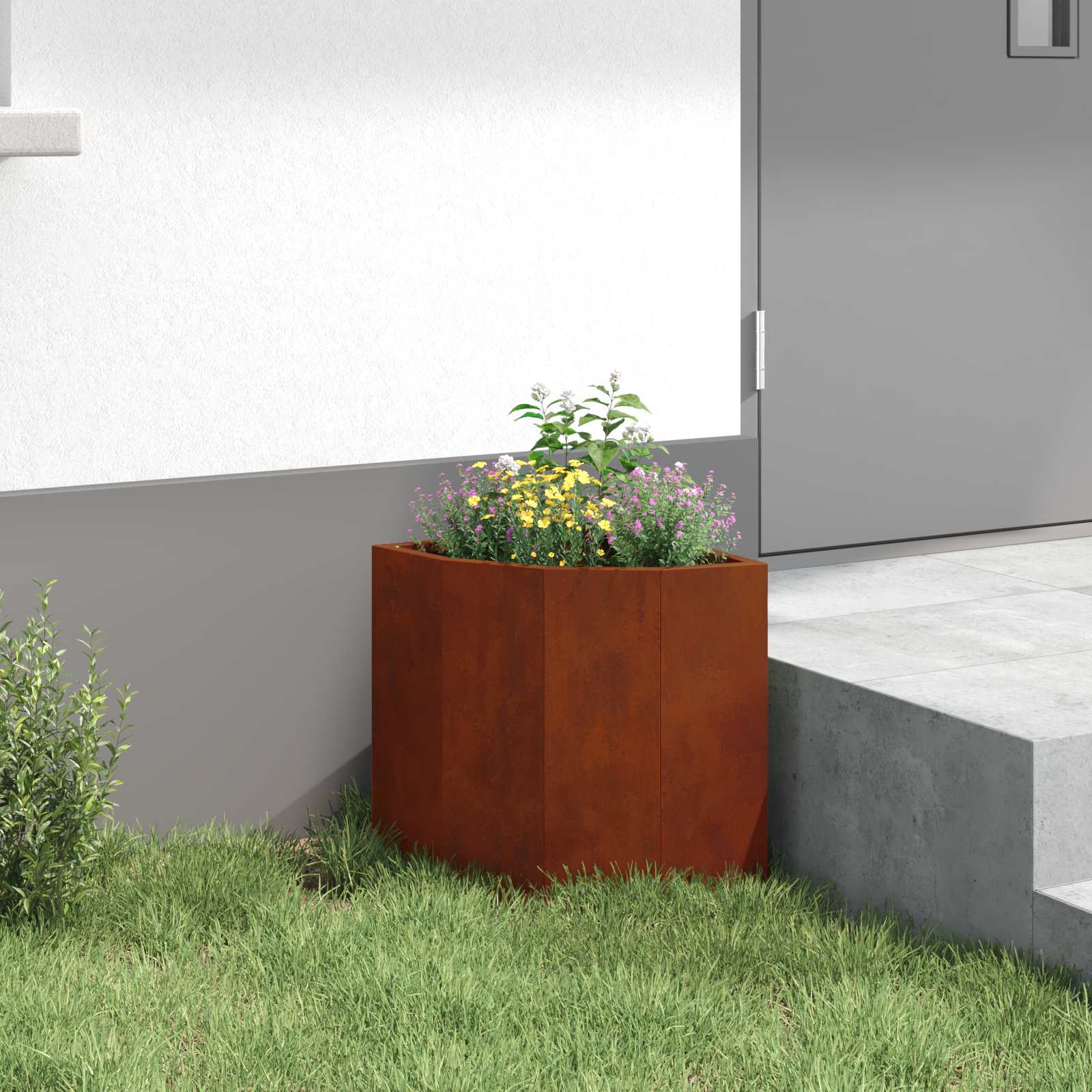 vidaXL Corner Planter Rusty 30 x 30 x 35 cm Weathering steel 4