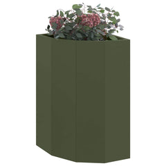 vidaXL Corner Planter Olive green 30 x 30 x 50 cm Steel 3