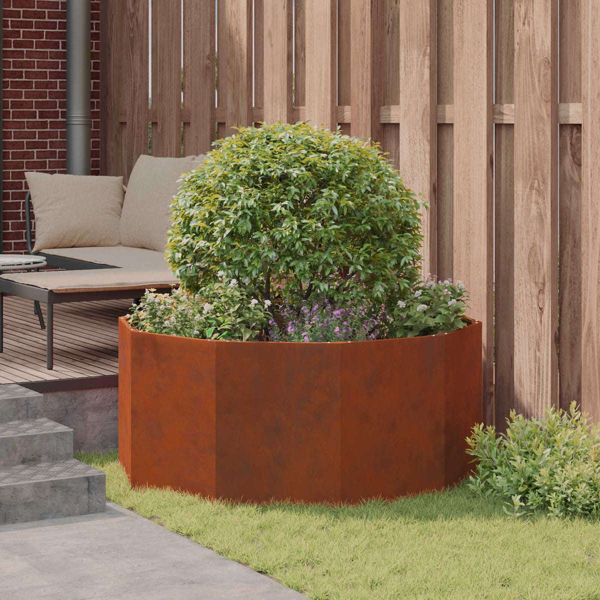 Planter 120 x 120 x 50 cm Steel Weathering steel