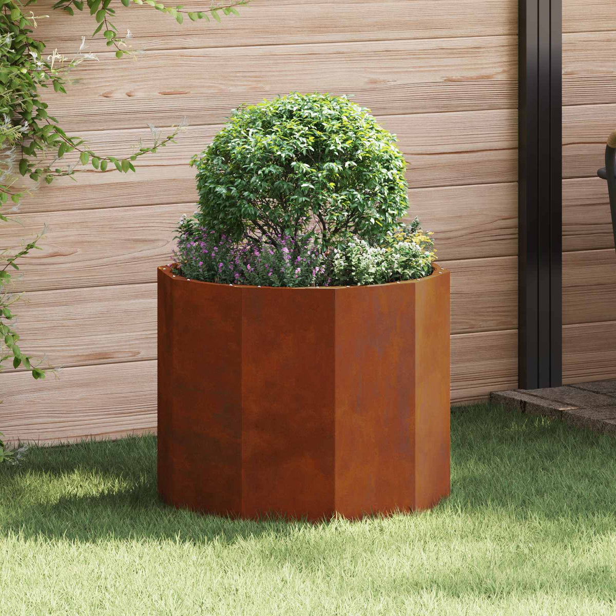 Planter 60 x 60 x 50 cm Steel Height 50 cm Width 60 cm Weathering steel