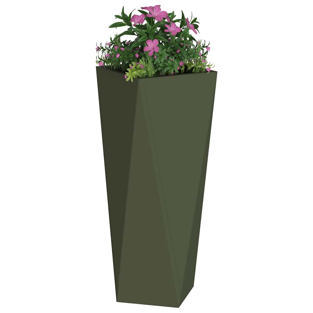 vidaXL Planter Olive Green 30 x 30 x 75 cm Steel 3