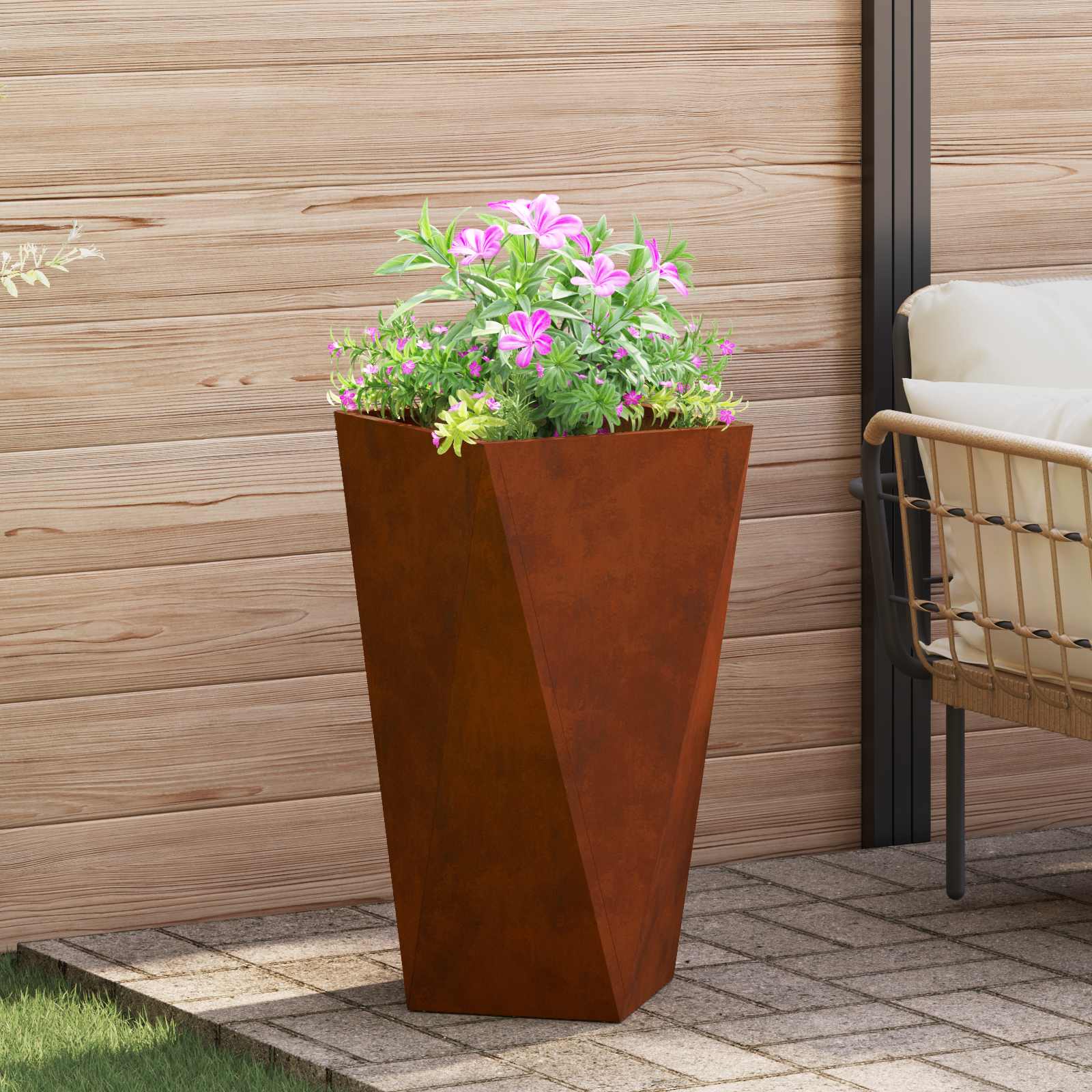 vidaXL Planter Rusty 40 x 40 x 75 cm Weathering Steel 1
