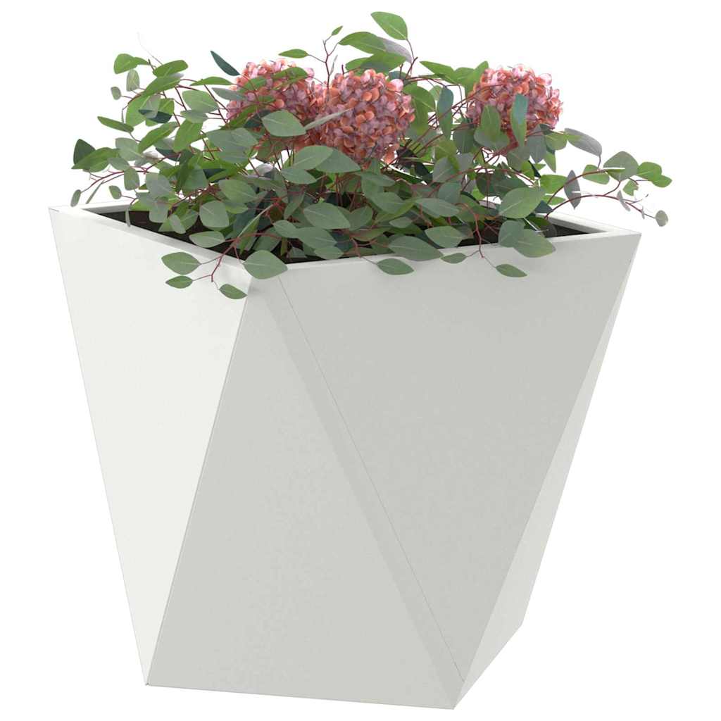 vidaXL Planter 2 pcs White 30 x 30 x 30 cm Steel 3