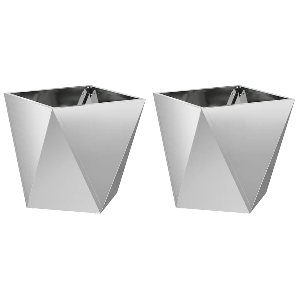 vidaXL Planter 2 pcs Silver 40 x 40 x 40 cm Galvanised Steel 2
