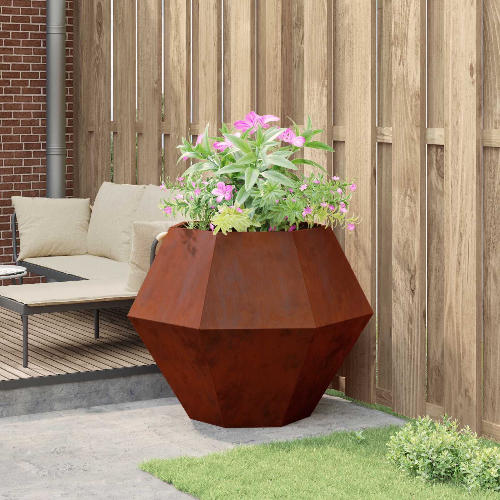 vidaXL Planter Rusty 100 x 100 x 80 cm Weathering Steel 4