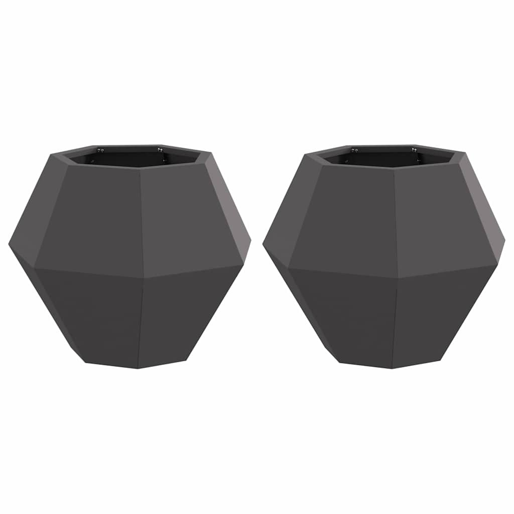 vidaXL Planter 2 pcs Black 50 x 50 x 40 cm Steel 2