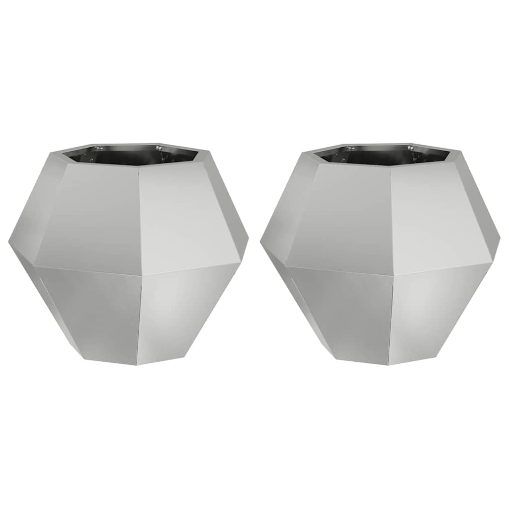 vidaXL Planter 2 pcs Silver 50 x 50 x 40 cm Galvanised Steel 2