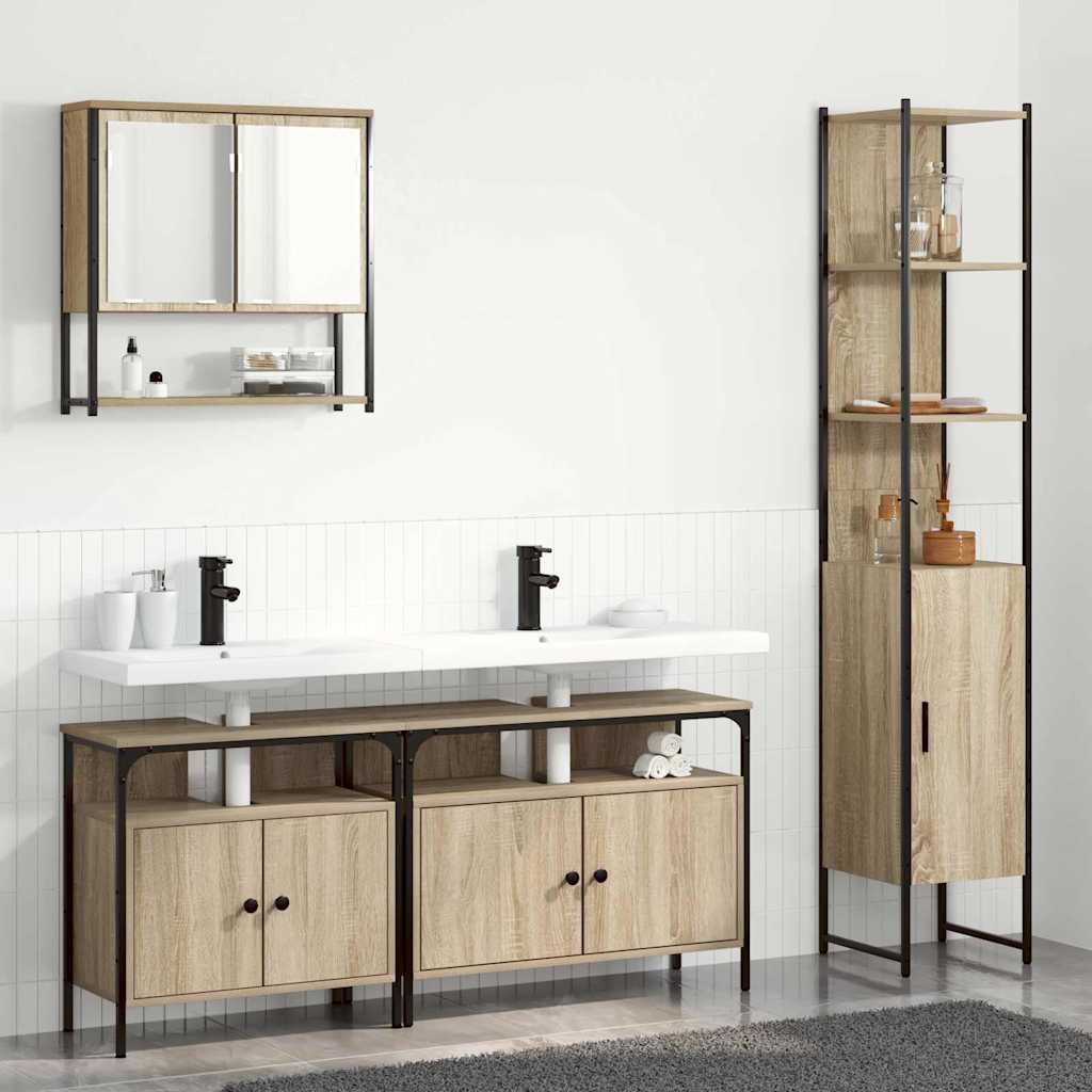 Bathroom Furniture Set 4 pcs Engineered Wood Sonoma oak