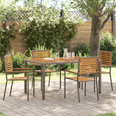 Garden Dining Set 5 pcs and Brown Poly Rattan Grey 150 cm table length 4-Seater