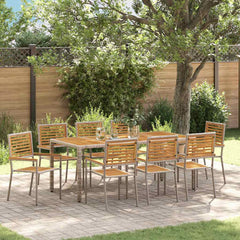 Garden Dining Set 5 pcs and Brown Poly Rattan Grey 190 cm table length 8-Seater