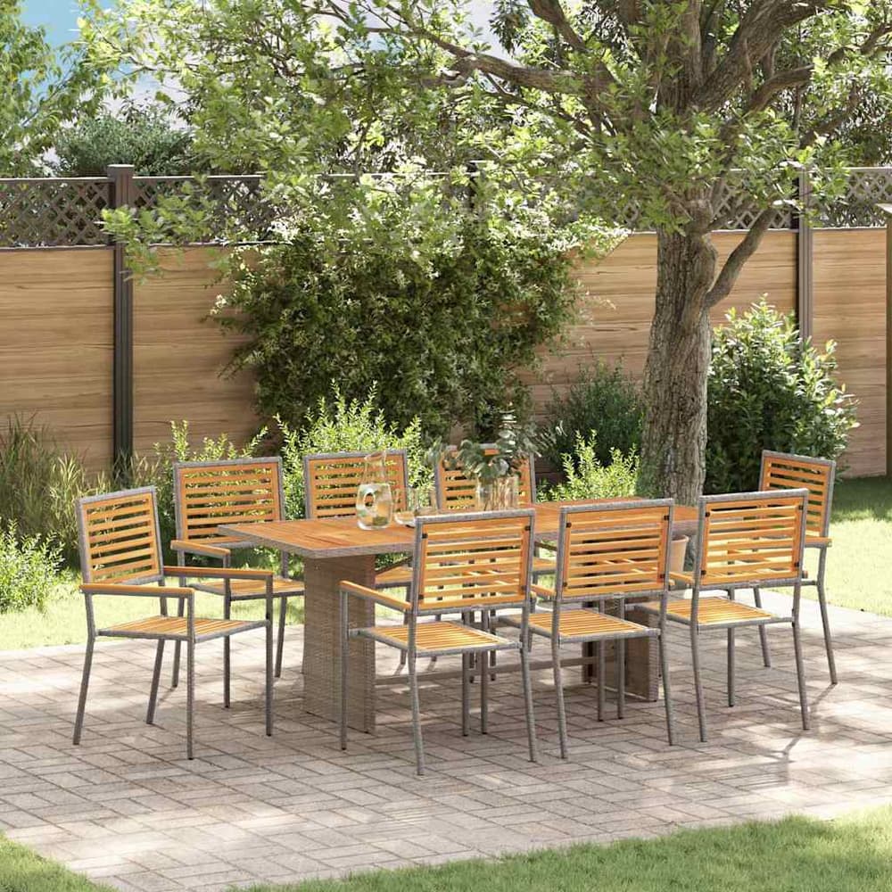 Garden Dining Set 7 pcs and Brown Poly Rattan 8-seater
