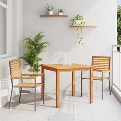 Garden Dining Set 5 pcs Solid Acacia Wood Grey 85 cm table length 2-Seater
