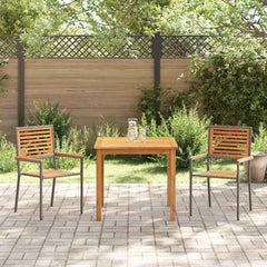 Garden Dining Set 5 pcs Solid Acacia Wood Grey 85 cm table length 2-Seater