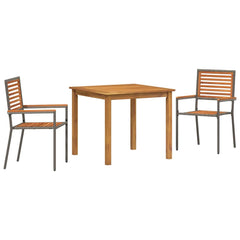 Garden Dining Set 5 pcs Solid Acacia Wood Grey 85 cm table length 2-Seater